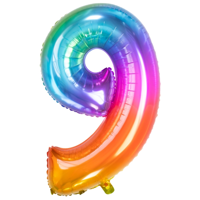 Ballon Gant Rainbow Chiffre 9 - 81 cm 