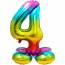 Ballon Gant Rainbow Chiffre 4 avec base (81 cm)