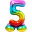 Ballon Gant Rainbow Chiffre 5 avec base (81 cm)