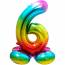 Ballon Gant Rainbow Chiffre 6 avec base (81 cm)