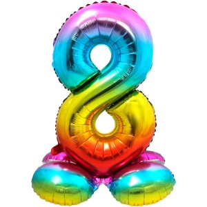 Ballon Gant Rainbow Chiffre 8 avec base (81 cm)