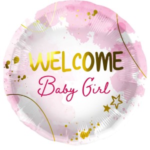 Ballon  plat Welcome Baby Girl - 45 cm