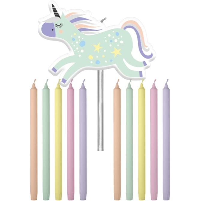 Set de 11 Bougies Unicorns & Rainbows - 10 cm 