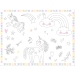 6 Sets de Table Coloriages Unicorns & Rainbows. n1