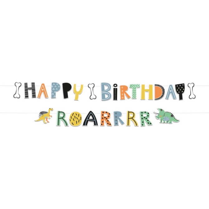 1 Guirlande Lettre Happy Birthday Dino Roars 