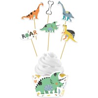 Set de 12 Décorations Cupcakes Dino Roars