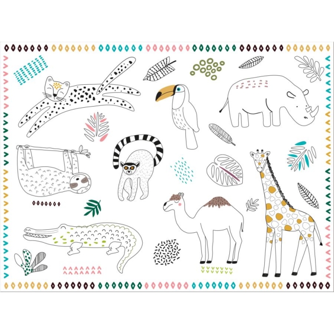 6 Sets de Table Coloriages Zoo Party 