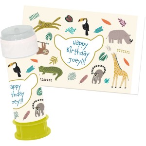 6 Stickers pour Bulles de Savon Zoo Party