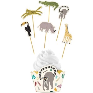 Set de 12 Dcorations Cupcakes Zoo Party