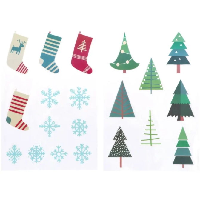 Stickers de Fenêtre Hiver - Holly Jolly - 20 pièces 