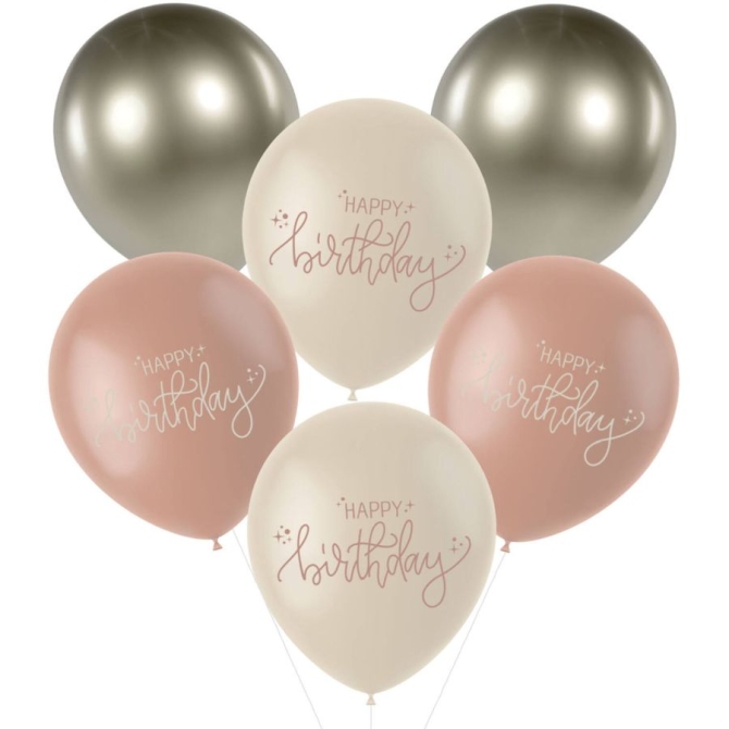 Bouquet 6 Ballons - Crme Rose 