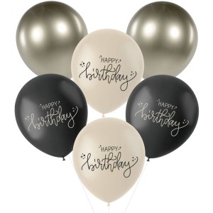 Bouquet 6 Ballons - Crme Noir