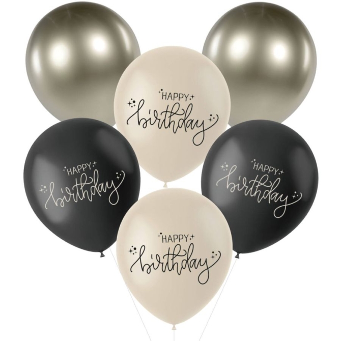 Bouquet 6 Ballons - Crme Noir 