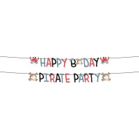 Contient : 1 x 1 Guirlande Lettre Happy Birthday Pirate Party - 1,5 m