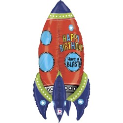 Ballon Géant Fusée Happy Birthday. n°1
