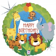 Ballon à Plat Animaux de la Jungle Birthday Holographique - 46 cm