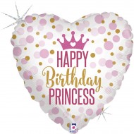 Ballon à Plat Happy Birthday Princesse Holographique - 46 cm
