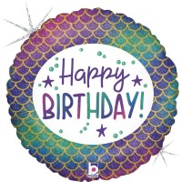 Ballon Sirne Happy Birthday Holographique