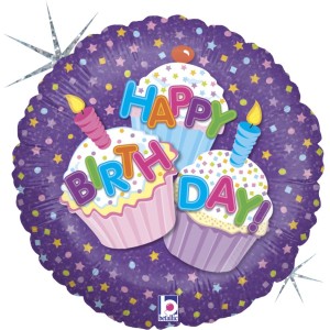 Ballon Cupcake Birthday Holographique