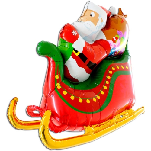 Ballon Géant Père Noël et son Traîneau - 117 cm 