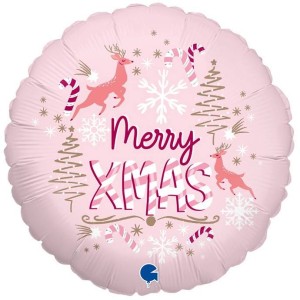 Ballon Renne Rose - Merry XMAS