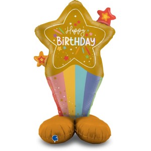 Ballon Géant Etoiles Happy Birthday - 125 cm