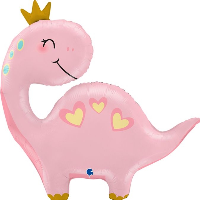 Ballon Aluminium Hélium Géant - Dino Rose 