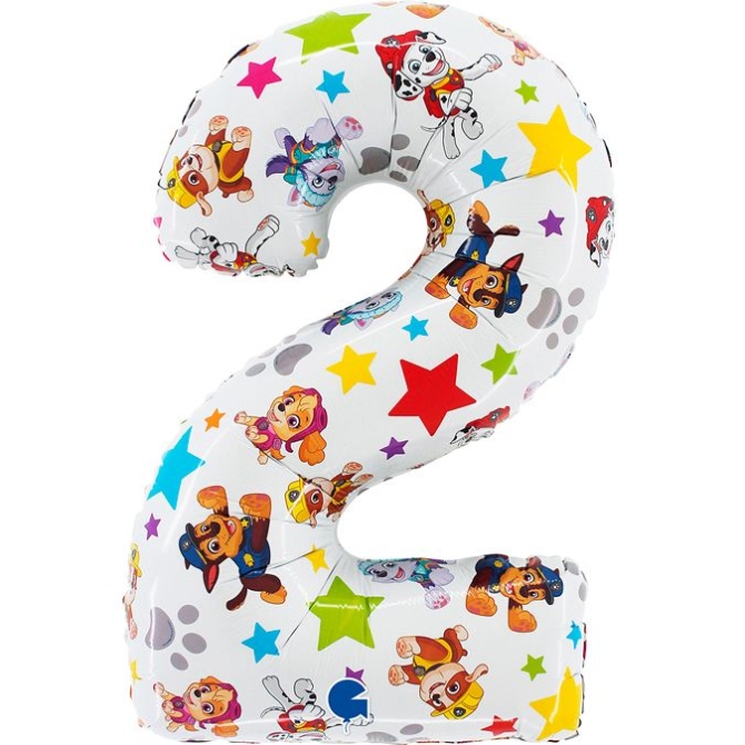 Ballon Aluminium Hélium Pat Patrouille - Géant Chiffre 2 - 71 cm 