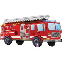 Ballon Aluminium Hlium Gant - Camion de Pompier Rouge 85 cm