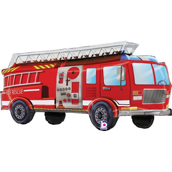 Ballon Aluminium Hlium Gant - Camion de Pompier Rouge 85 cm 