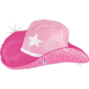 Ballon Aluminium Hlium Gant - Chapeau de Cowgirl Rose 67 cm
