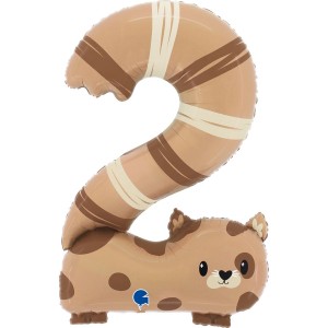 Ballon Aluminium Hélium Géant - Chiffre 2 Chat 88 cm