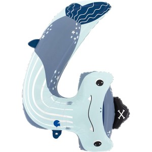 Ballon Aluminium Hélium Géant - Chiffre 4 Requin 88 cm