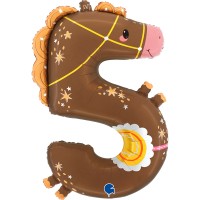 Ballon Aluminium Hlium Gant - Chiffre 5 Cheval 90 cm