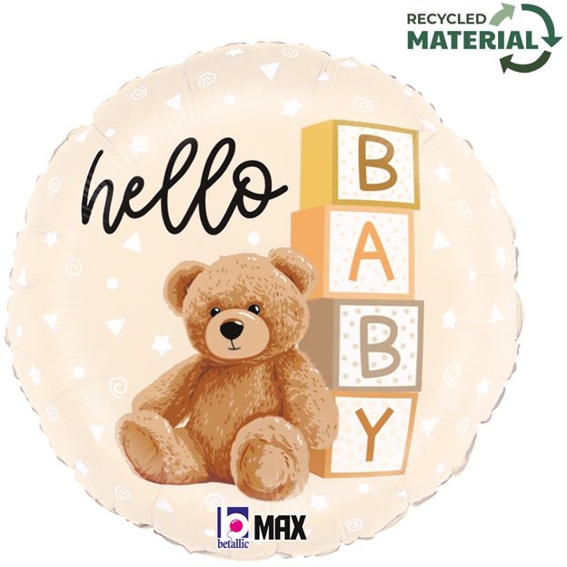 Ballon Aluminium Hélium - Ourson Hello Baby Ø35 cm 