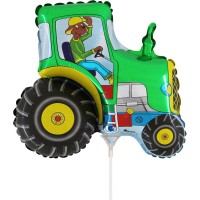 Ballon sur Tige Tracteur Vert - 26 cm