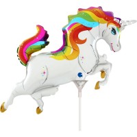 Ballon sur Tige Licorne Rainbow - 43 cm