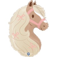 Ballon Aluminium H�lium G�ant - T�te de Poney Boho 58 cm