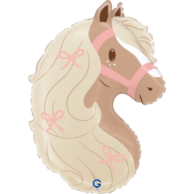Ballon Aluminium Hélium Géant - Tête de Poney Boho 58 cm