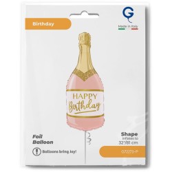 Ballon Aluminium Hélium Géant - Bouteille d Anniversaire Rose 80 cm. n°1