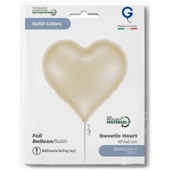 Ballon Aluminium Hélium Coeur Sweetie Satin Crème 37 cm. n°1