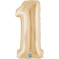 Ballon Aluminium H�lium G�ant - Chiffre 1 White Gold 100 cm