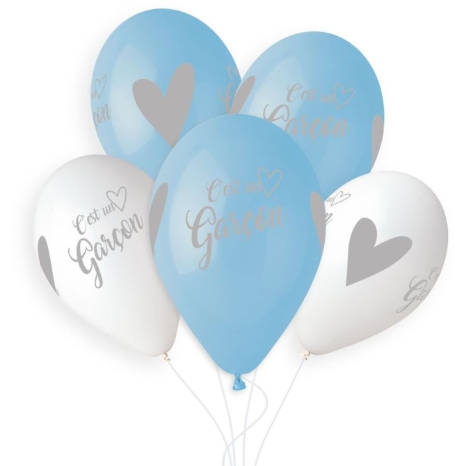 5 Ballons Argent C est un garçon Ø33cm 