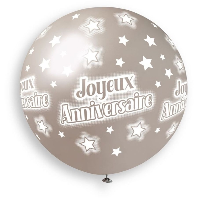 1 Ballon Argent Joyeux Anniversaire 80cm 