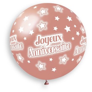 1 Ballon Rose Gold Joyeux Anniversaire 80cm