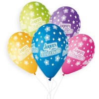 5 Ballons Joyeux Anniversaire 33cm