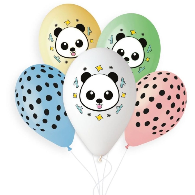 5 Ballons Panda 33cm 
