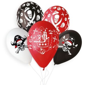 5 Ballons Pirate Ø33cm