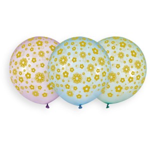 3 Ballons Fleurs 48cm