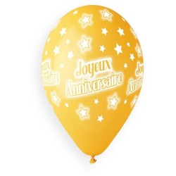 5 Ballons Joyeux Anniversaire Pastel 33cm. n1